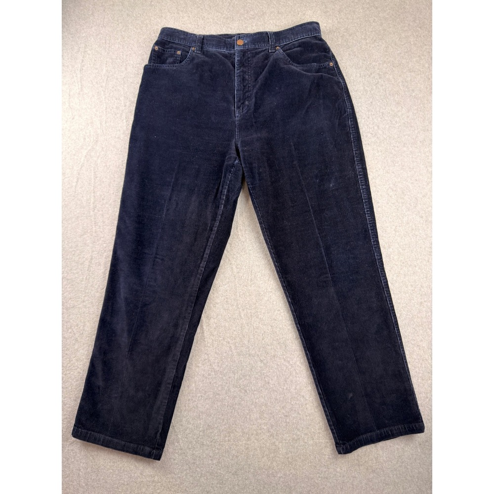 Vintage Bill Blass Petite Jeans Navy Blue Corduroy High Rise Straight Leg 14P